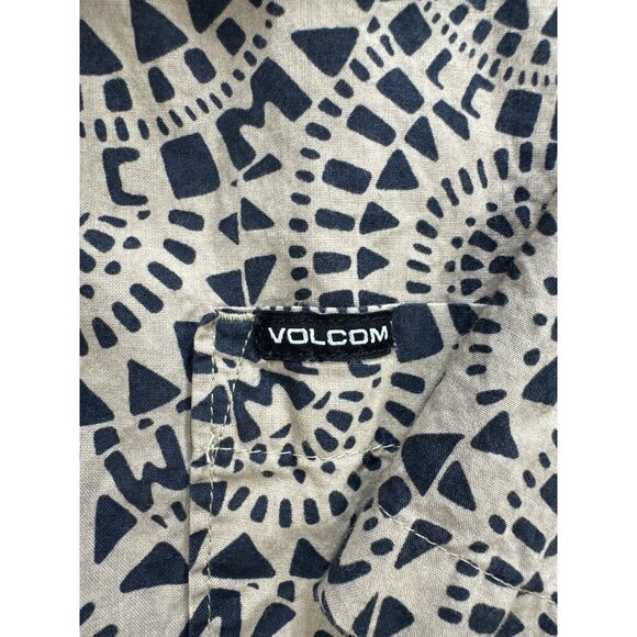 Volcom Mens XXL Short Sleeve Button-Up Shirt Beige/Black - Picture 3 of 7
